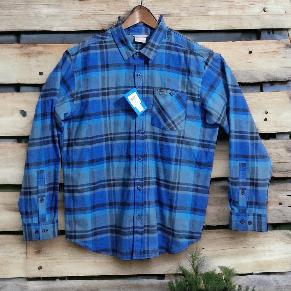 NEW Columbia Madras Check Plaid Flannel Shirt L